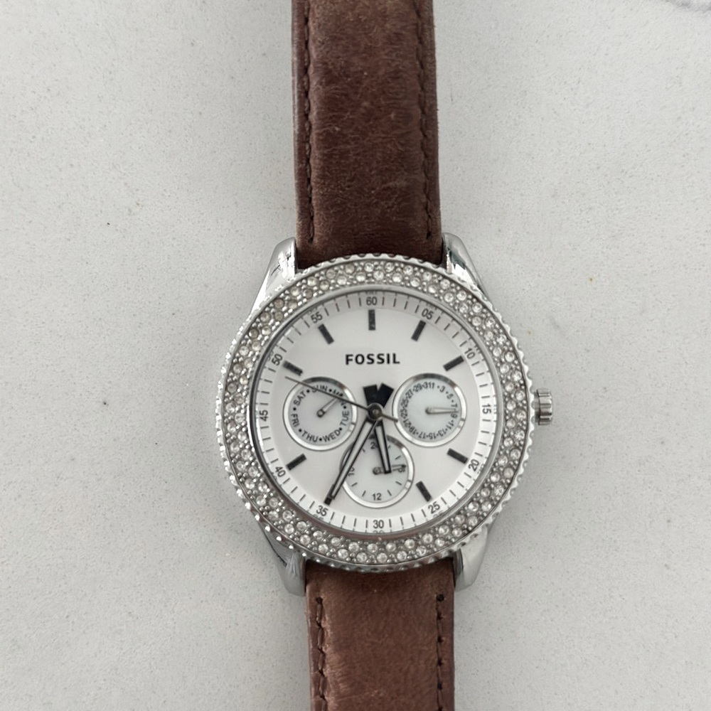 Fossil Watch - Silver & Brown Leather Watch